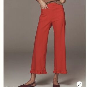 NWT Colette Magic Fabric Ruffle-Hem Crop Wide-Leg Pants by Maeve, 27 Tall